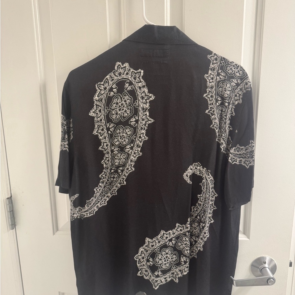 All Saints Black and White Paisley Shirt